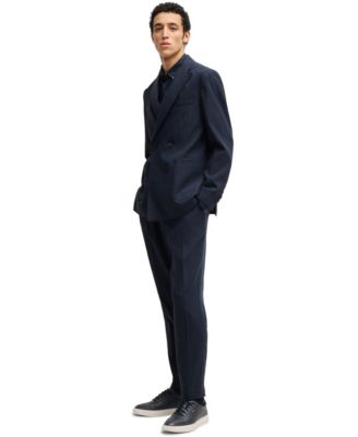 Men's Linen Blend Tapered-Fit Tailored Trousers