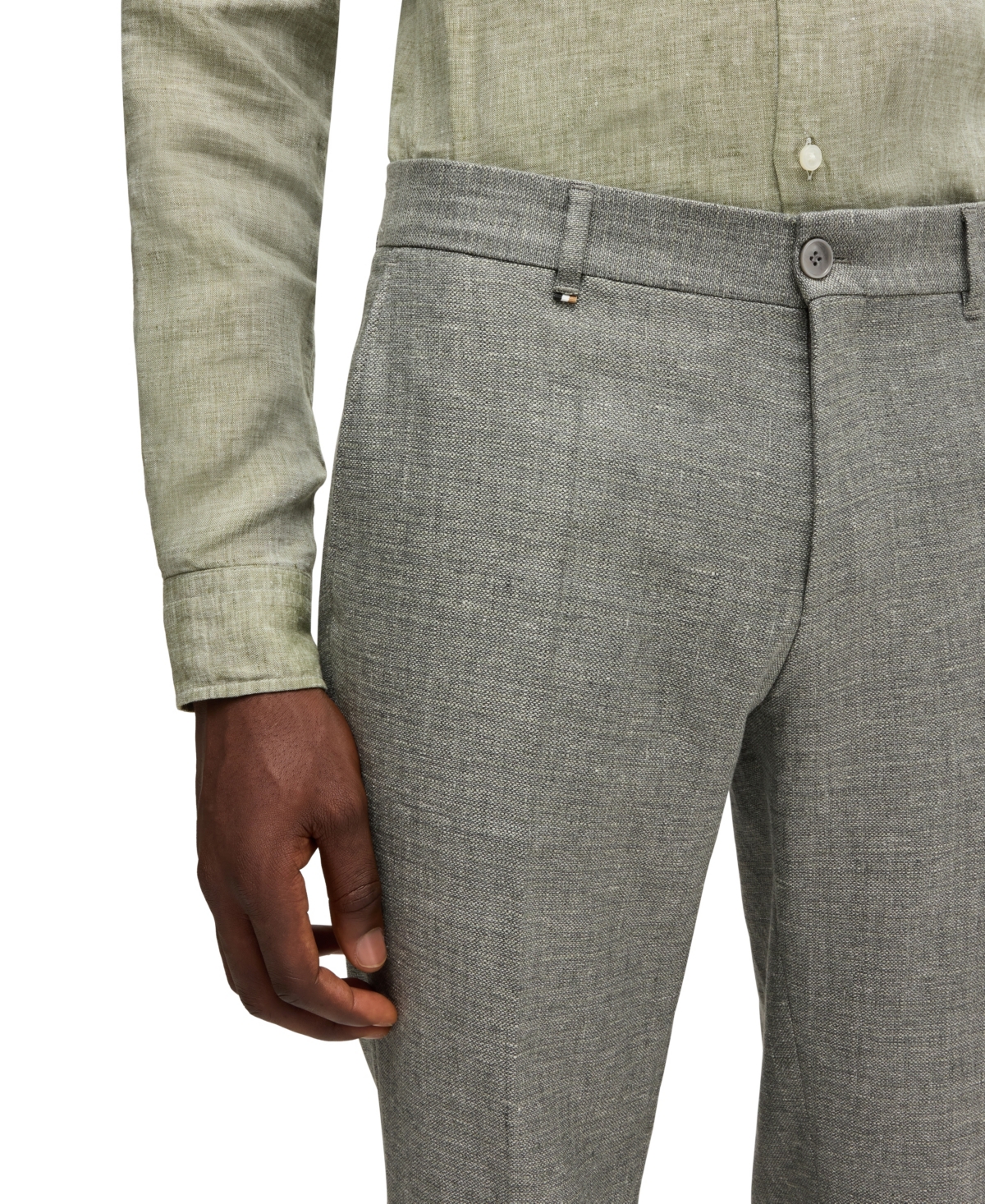 Boss by Hugo Men's Micro-Patterned Stretch Formal Trousers