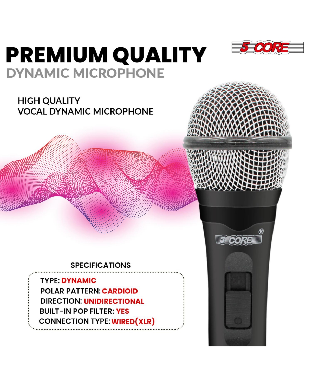5 Core Microphone For Singing Karaoke Mic Xlr Dynamic Mic Cardioid Unidirectional Microfono - 2PCS