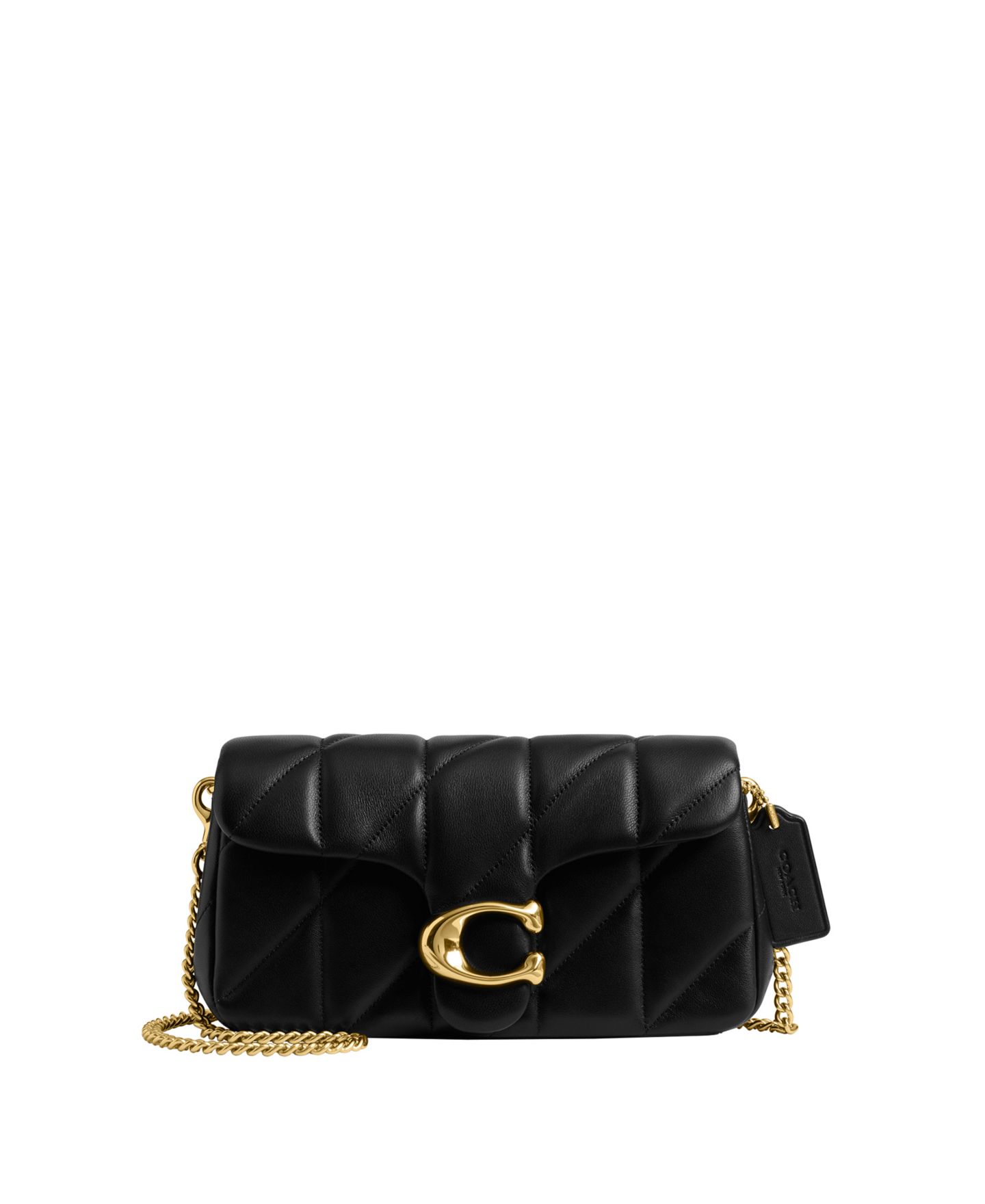 Женская сумка COACH Tabby Mini Quilted Leather Chain Crossbody 19, цвет: Латунный / Чёрный — фото 1