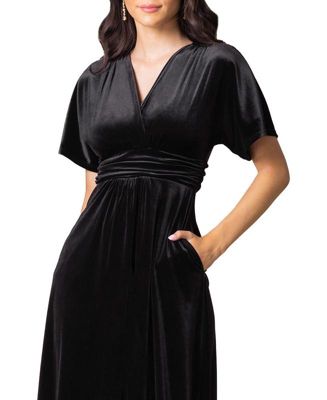 Women's Verona V-Neck Velvet Evening Gown With Pockets