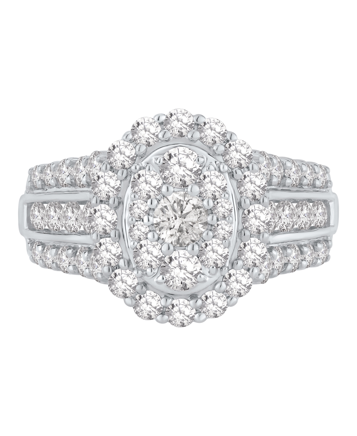Macy's Diamond Oval Cluster Engagement Ring (2 Ct. T.w.) In 14k White Gold In Metallic