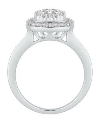 Diamond Halo Cluster Bridal Set (1-1/4 ct. t.w.) in 14k White Gold