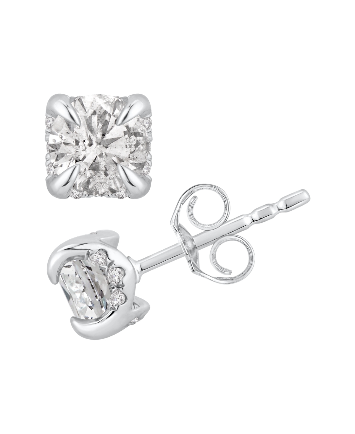 Macy's Diamond Stud Earrings (1 Ct. T.w.) In 14k White Gold In Metallic