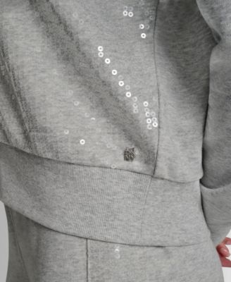 Petite Sequin Zip-Front Hoodie