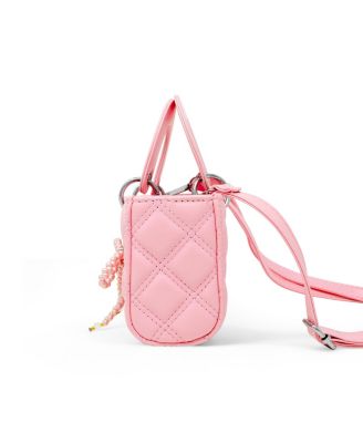 Girls Quilted Rectangle Bow Charm Handbag