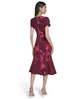 Women's Crew Neck Short-Sleeve Midi Dress