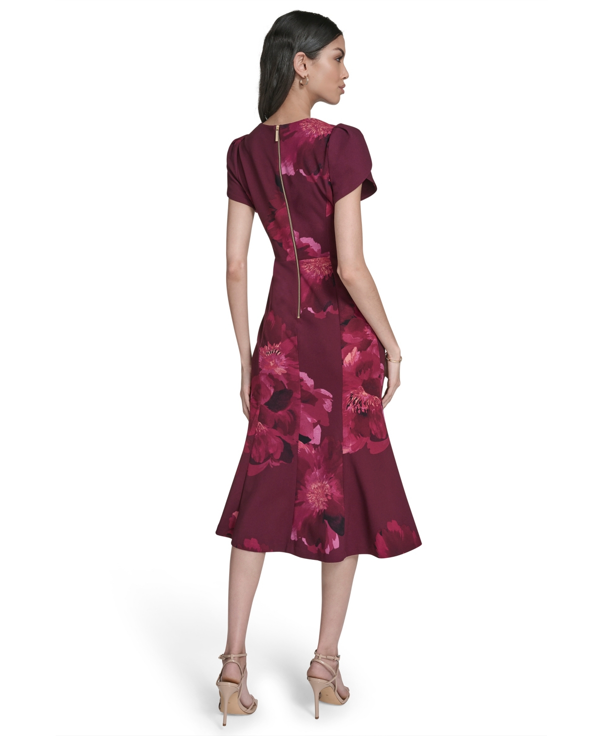 Calvin Klein Women's Crewneck Short-sleeve Midi Dress In Pink