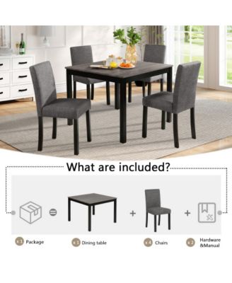 Modern Kitchen Table with Upholstered Chairs, Compact Dining Set for Small Spaces - 5-Piece Square Dining Table Set for 4