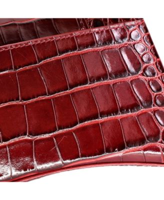 Small Hourglass Top Handle Bag Embossed Leather