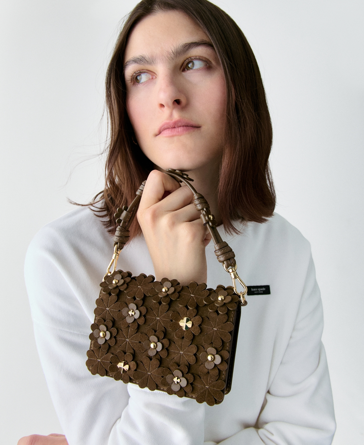 Kate Spade Natasha Floral Embellished Card Case Wallet In Brown