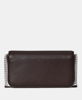 Ava Small Pebbled Leather Flap Chain Wallet
