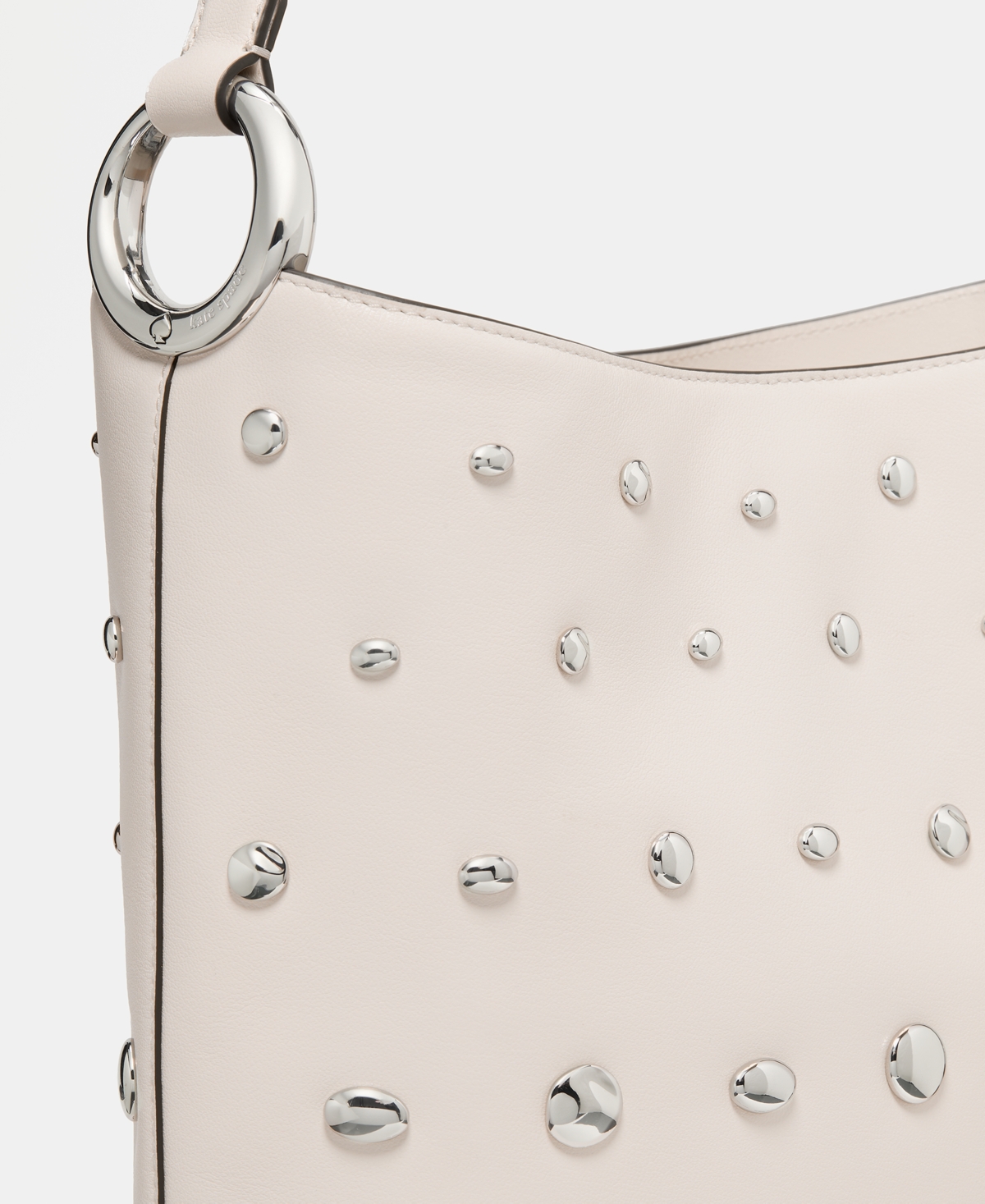Kate Spade Halo Studded Fine Grain Leather Bucket Bag In White