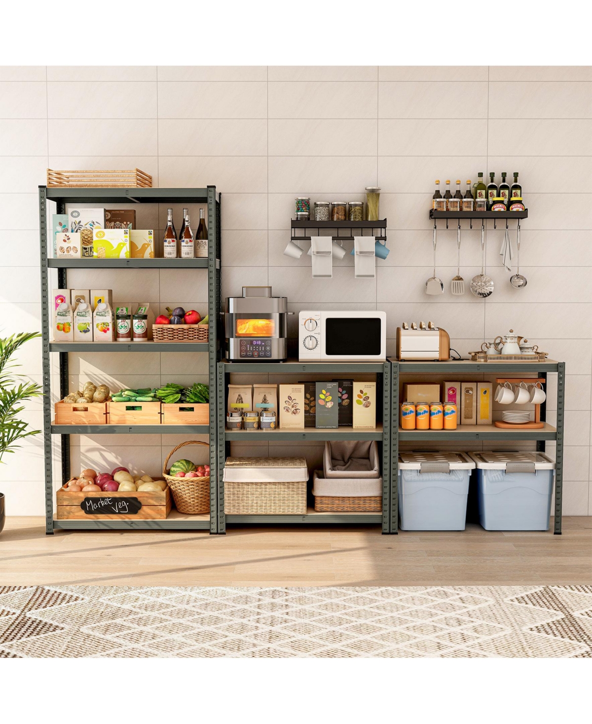 Sugift 5-Tier Heavy Duty Metal Shelving Unit with 2000 Lbs Total Load Capacity-Gray.