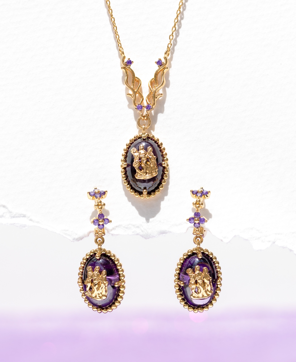 Girls Crew Marvel Studios Agatha Crystal Gold Plated Pendant Necklace In Gold