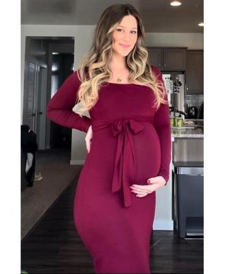 Maternity Basic Square Neck Midi Dress