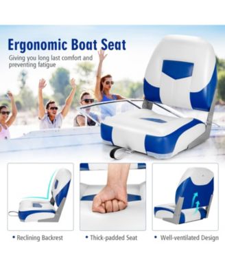 Set of 2 Folding Low Back Fishing Boat Seat with Stainless Steel Screws