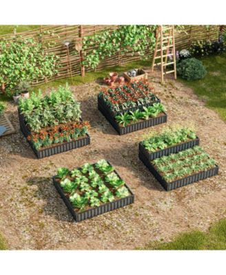 Heavy-Duty Metal Outdoor 3-Tier Raised Garden Bed Planter Box