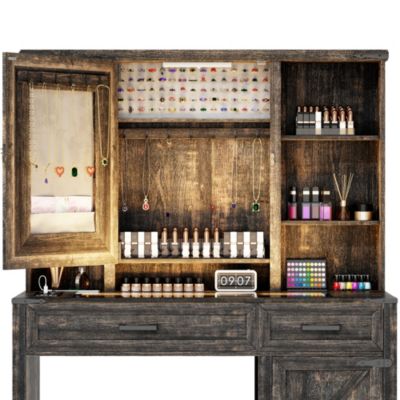 40" Farmhouse Makeup Vanity with LED Mirror & Charging Station