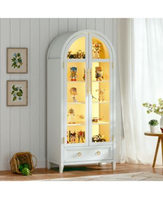 73" Arched Glass Display Cabinet with LED & Motion Sensor