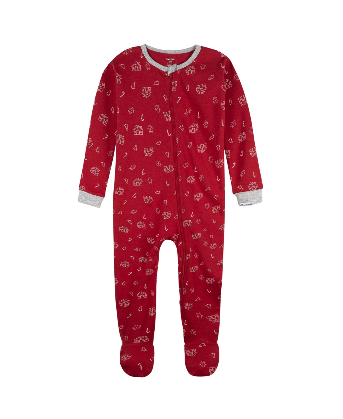 Gerber Baby Neutral 2-Piece Snug Fitting Footed Pajamas, Gingerbread People, 0-3 Months