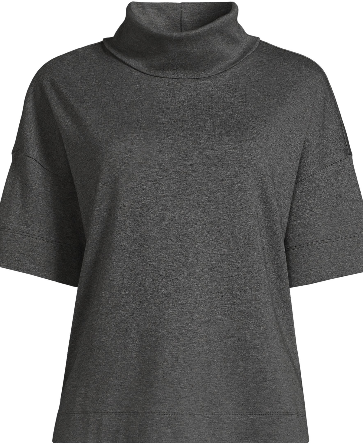 Lands' End Women's Elbow Sleeve Supima Cotton Relaxed Turtleneck