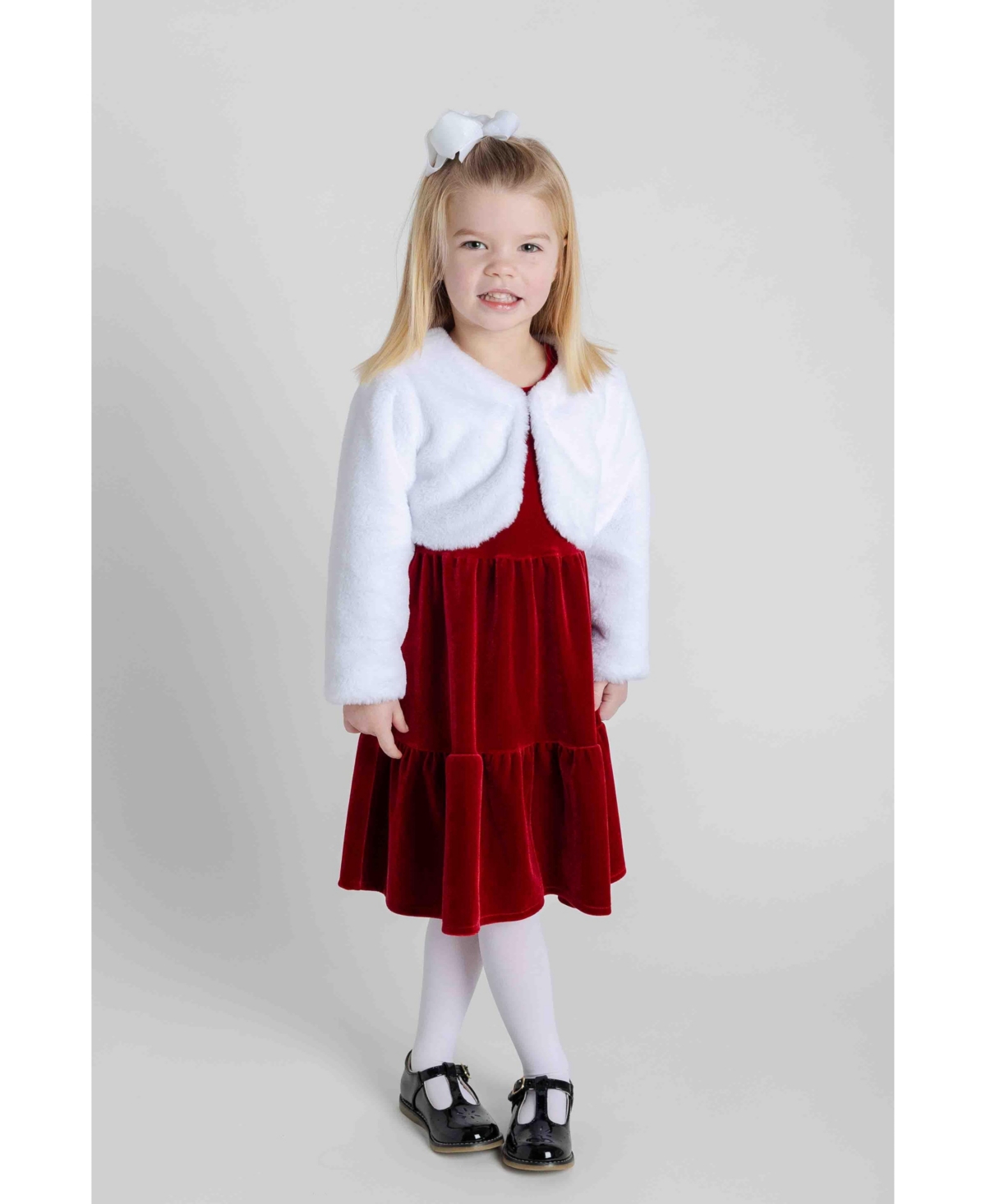 Florence Eiseman Toddler Girls Dresses Stretch Velvet Dress With Tulip Sleeves