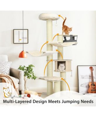 77.5-Inch Cat Tree Condo Multi-Level Kitten Activity Tower with Sisal Posts