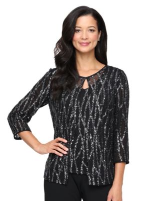 Alex Evenings - Women's Sequins Top