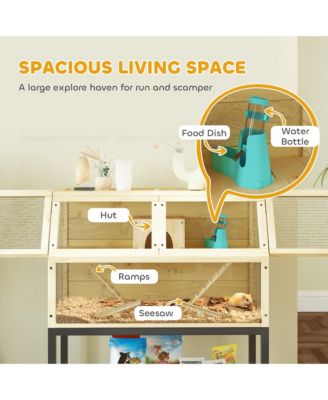 Hamster Cage on Wheels with Storage Shelf, 34"L x 17"W x 40"H