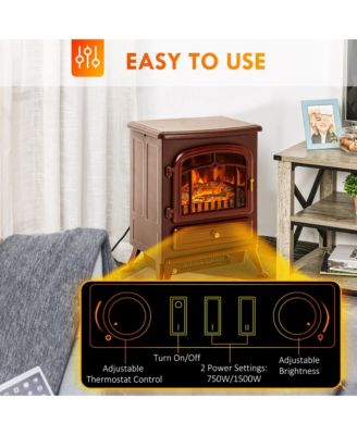 Freesding Electric Fireplace Heater with LED Log Flames,