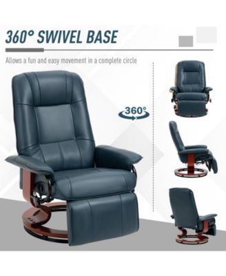 Single Piece  Faux Leather Manual Recliner with Swivel Wood Base