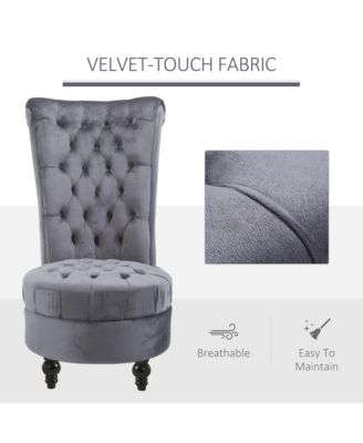 Retro Button-Tufted Royal Design High Back Armless Chair w/Thick Padding