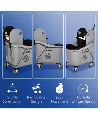 9.5 Gallon 36L Wringer Bucket Cart with Down Press Wringer and Mop Holder