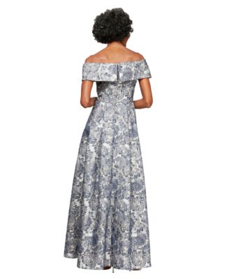  Women's Printed Off-The-Shoulder Ballgown