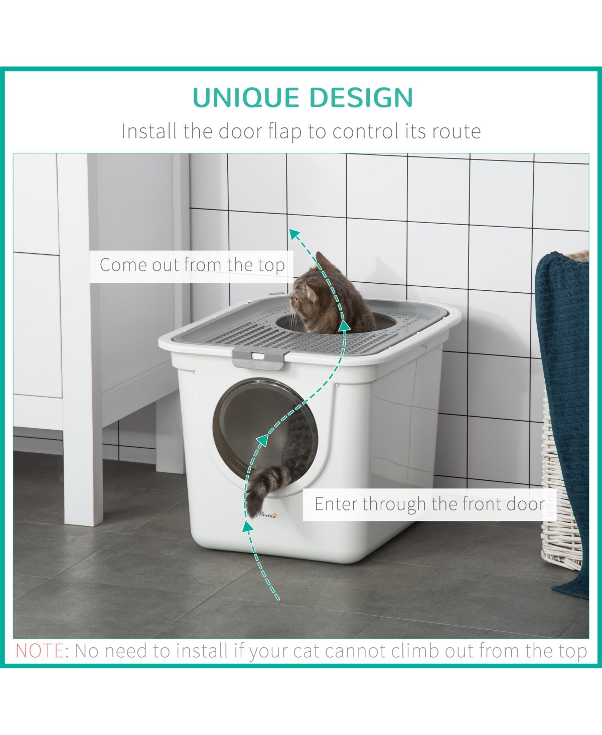 PawHut Cove Cat Litter Box, Kitty Litter Box with Scoop,