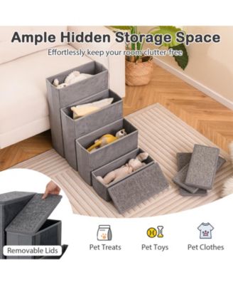 4-Step Dog Stairs Non-slip Foldable Dog Ramp with Adjustable Steps