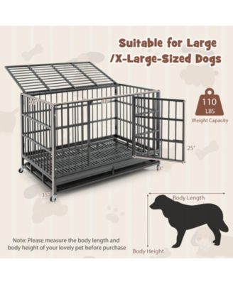 48 Inch Foldable Heavy-Duty Metal Dog Cage with Lockable Rolling Casters and Tray-48 inches