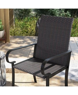Set of 2 Outdoor Wicker Dining Chairs with Armrests
