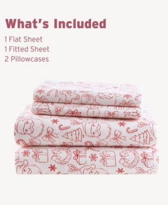 Novelty Printed Flannel 3-Pc. Sheet Set, Twin