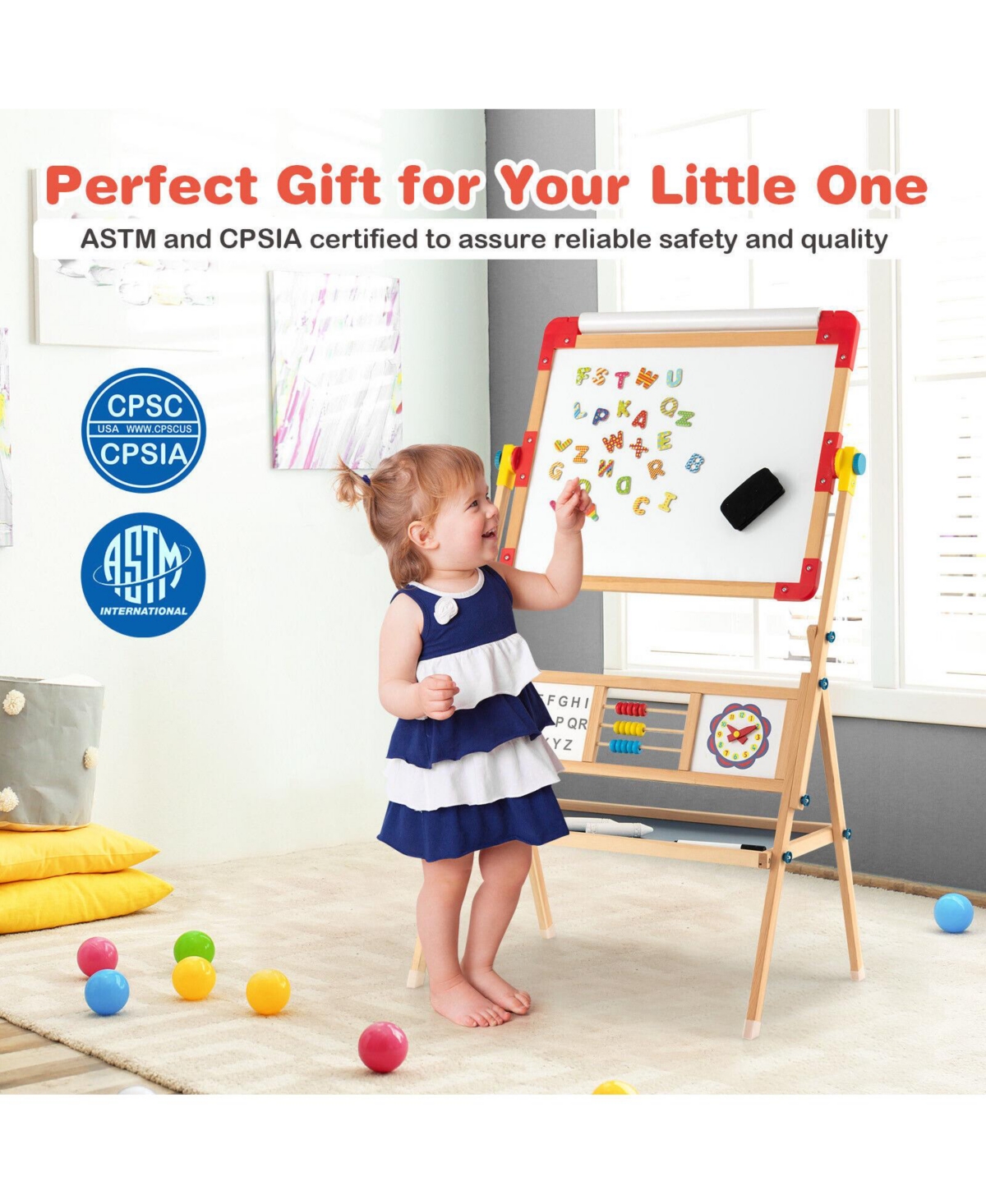 3-in-1 Wooden Art Easel for Kids with Drawing Paper Roll