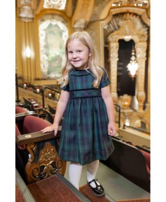 Baby Girls Plaid Dress With Neck Ruffle