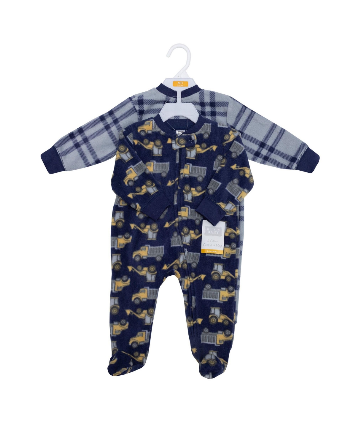 Hudson Baby Boys Fleece Sleep and Play, Construction Trucks, 0-3 Months