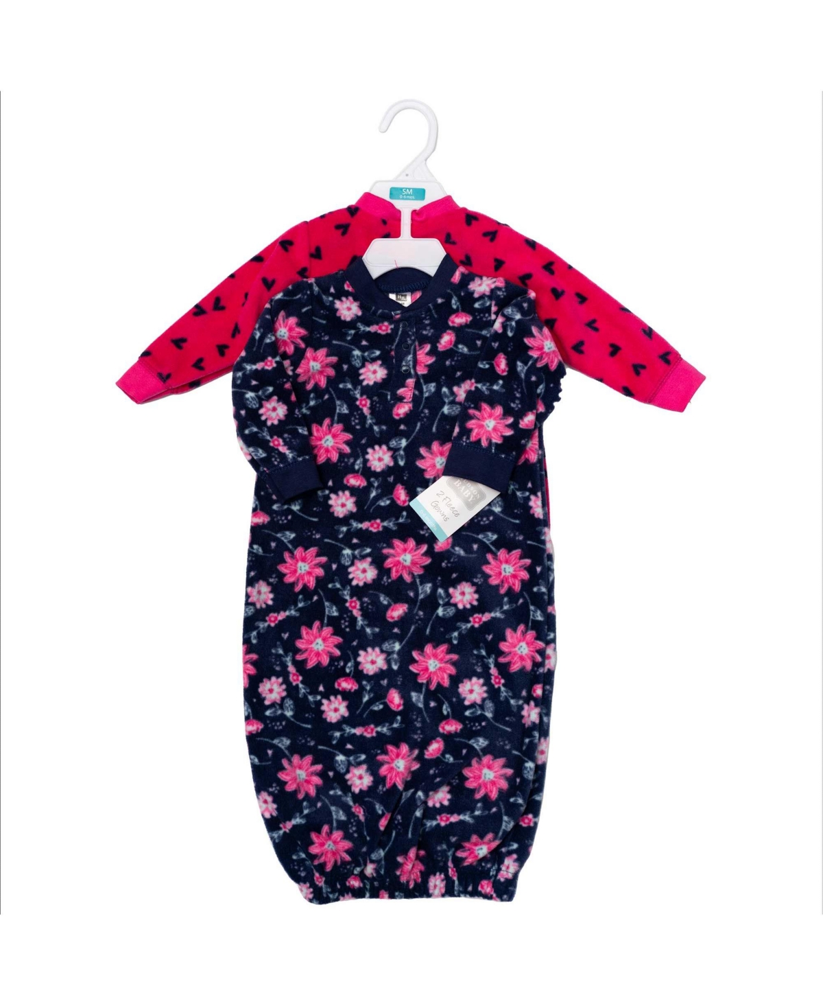 Hudson Baby Baby Girls Hudson Fleece Gowns, Botanical , 0-6 Months