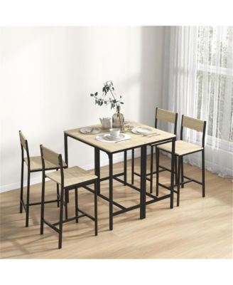 Counter Height Bar Table – 1 Pc, Wood & Metal, Footrest, Rectangular Dining Table