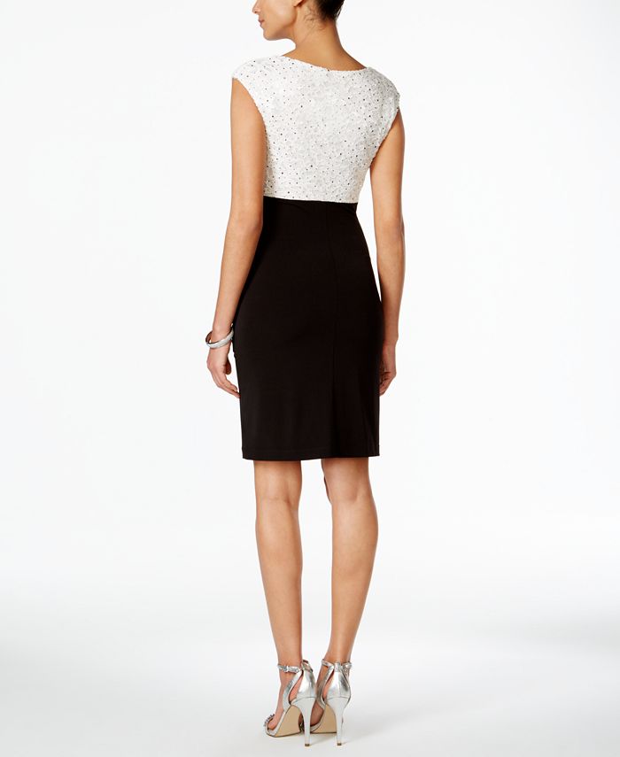 Connected Sequined Lace Draped Sheath Dress - Macy's