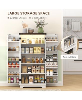 Kitchen Pantry Cabinet with Sensing LED Light Storage Cabinet