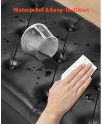 Tufted Storage Bench with Rolled Arms and Wood Legs