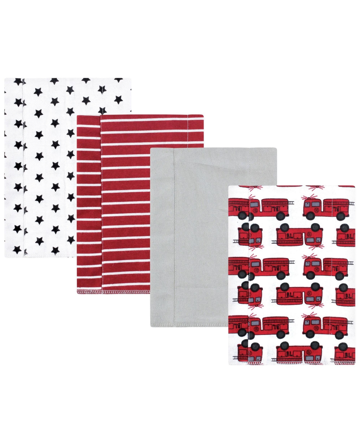 Hudson Baby Infant Boys Cotton Flannel Burp Cloths -Pack, Fire Truck