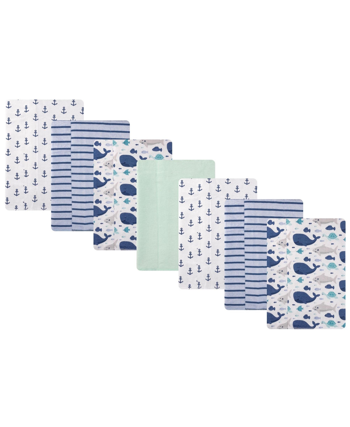 Hudson Baby Cotton Flannel Burp Cloths 7-Pack, Sea Friends , One Size